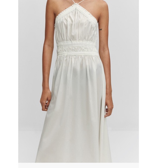NWT SIZE 2 MANGO Ruffle Halter Dress in Summer White❣️ - Picture 6 of 7